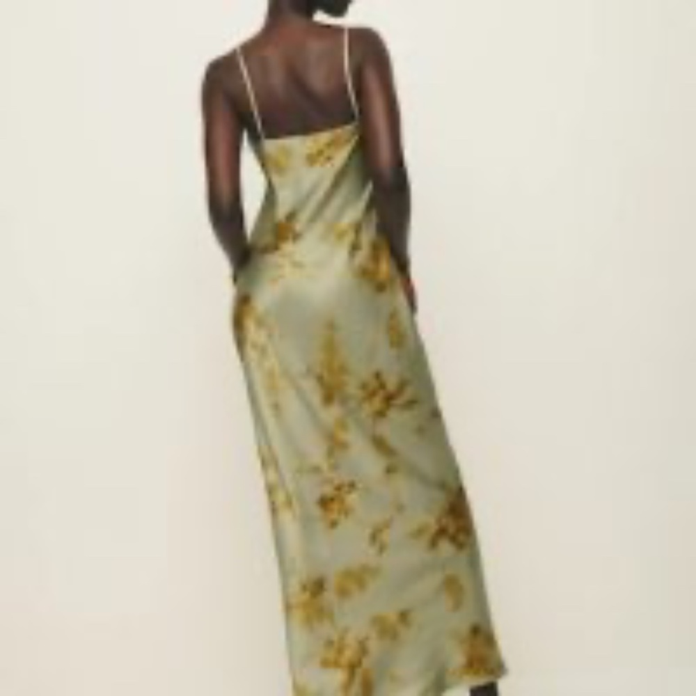 Reformation Brie Silk Dress Golden Hour - Picture 3 of 6